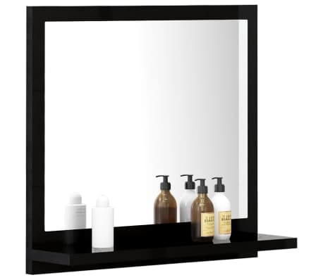 vidaXL Espejo de baño madera contrachapada negro brillo 40x10,5x37 cm