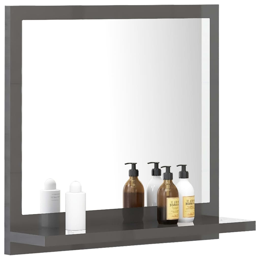 Badspiegel Hochglanz-Grau 40×10,5×37 cm Spanplatte