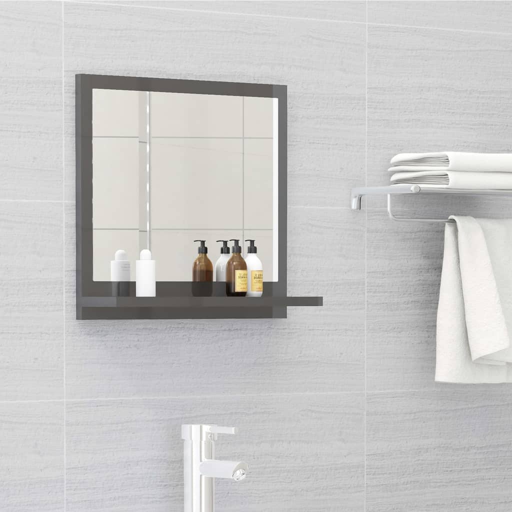 Petrashop  Koupelnové zrcadlo šedé vysoký lesk 40x10,5x37 cm dřevotříska