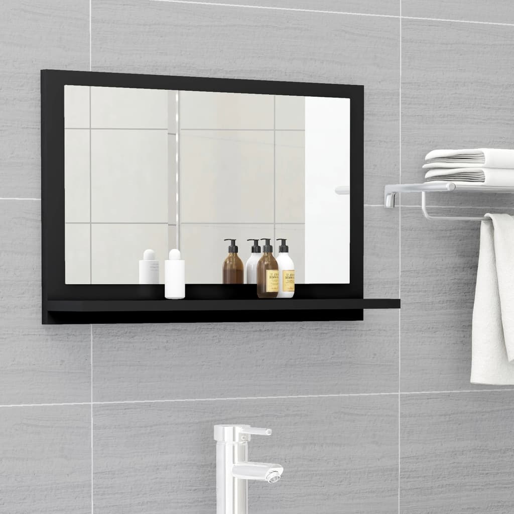 Petrashop  Koupelnové zrcadlo černé 60 x 10,5 x 37 cm dřevotříska