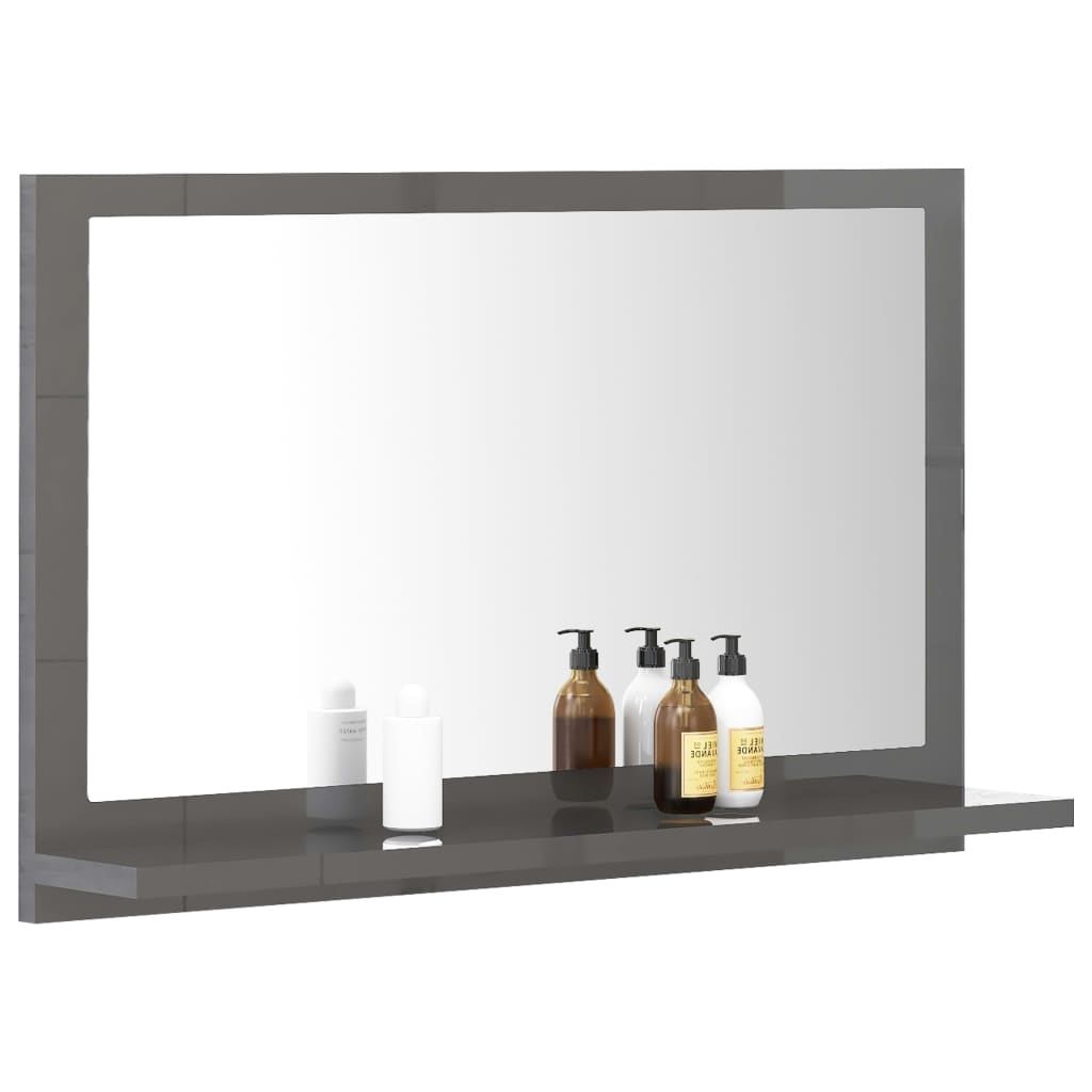 Badspiegel Hochglanz-Grau 60×10,5×37 cm Spanplatte