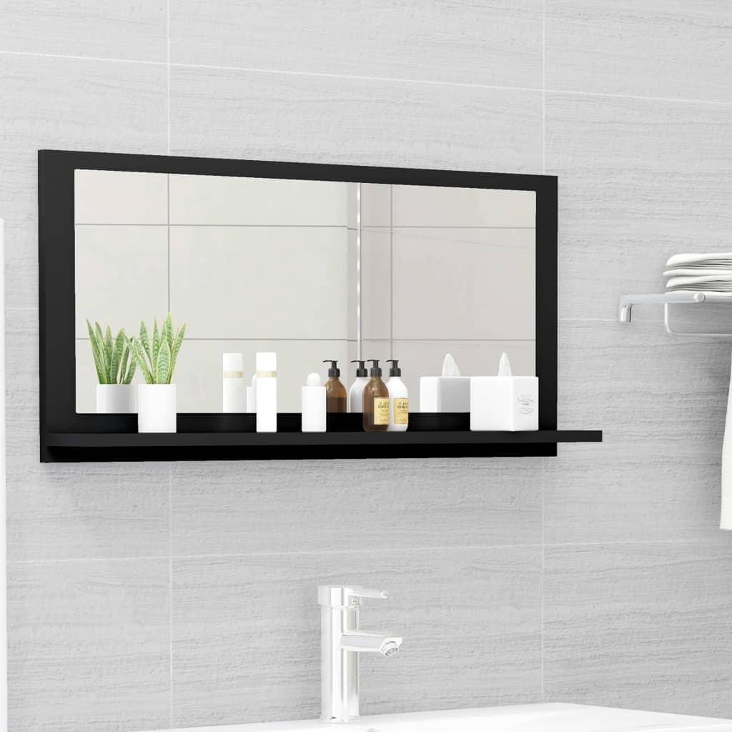 Petrashop  Koupelnové zrcadlo černé 80 x 10,5 x 37 cm dřevotříska