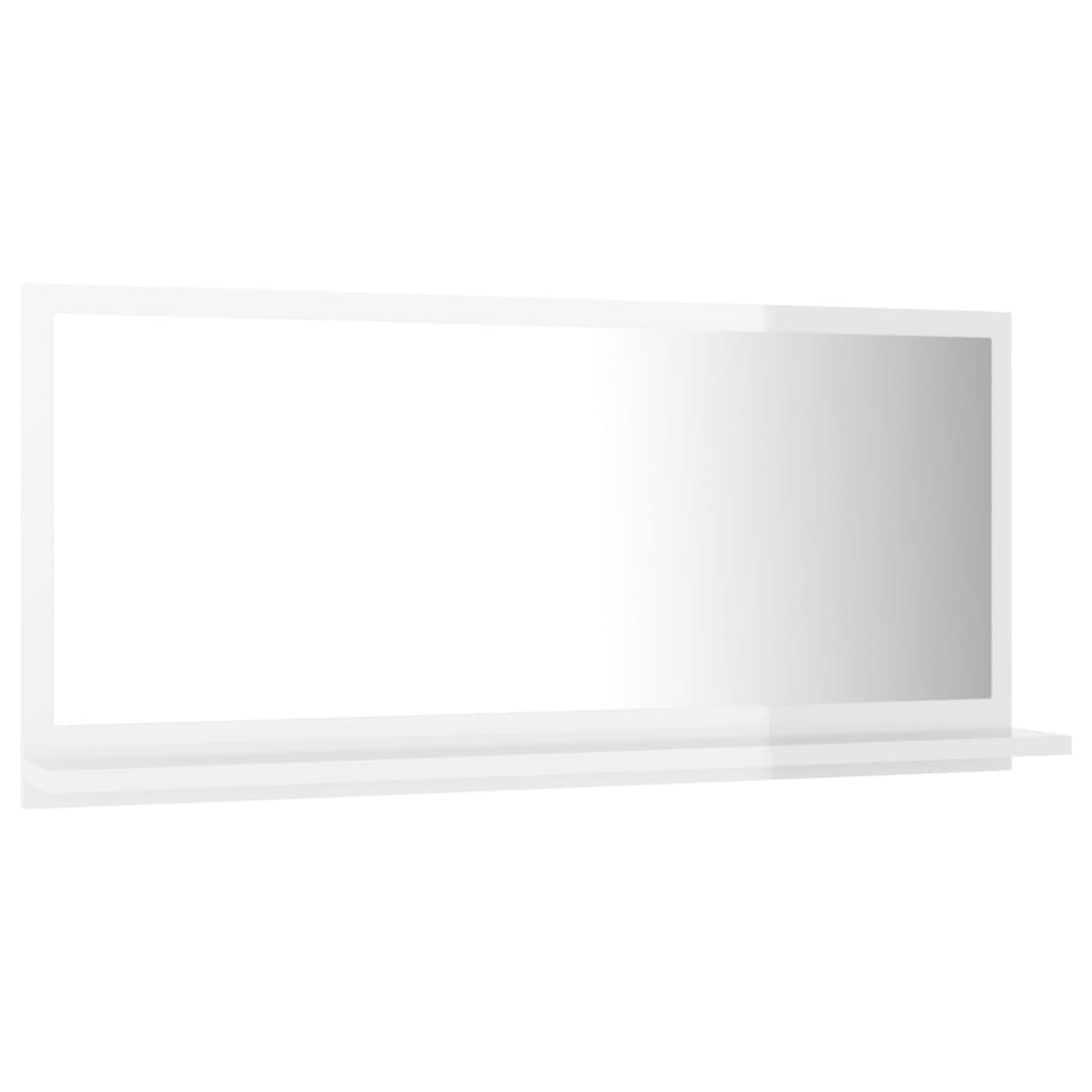 Badspiegel Hochglanz-Weiß 80×10,5×37 cm Spanplatte
