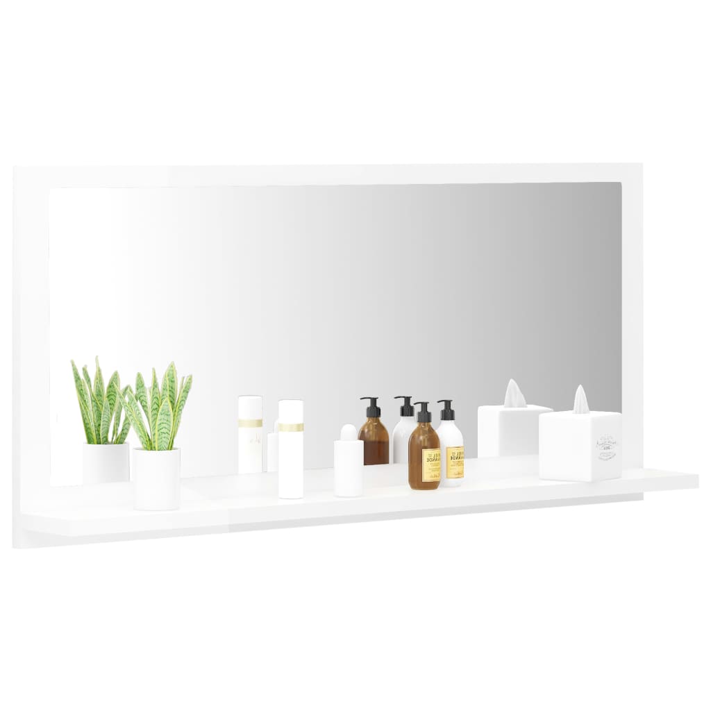 Badspiegel Hochglanz-Weiß 80×10,5×37 cm Spanplatte