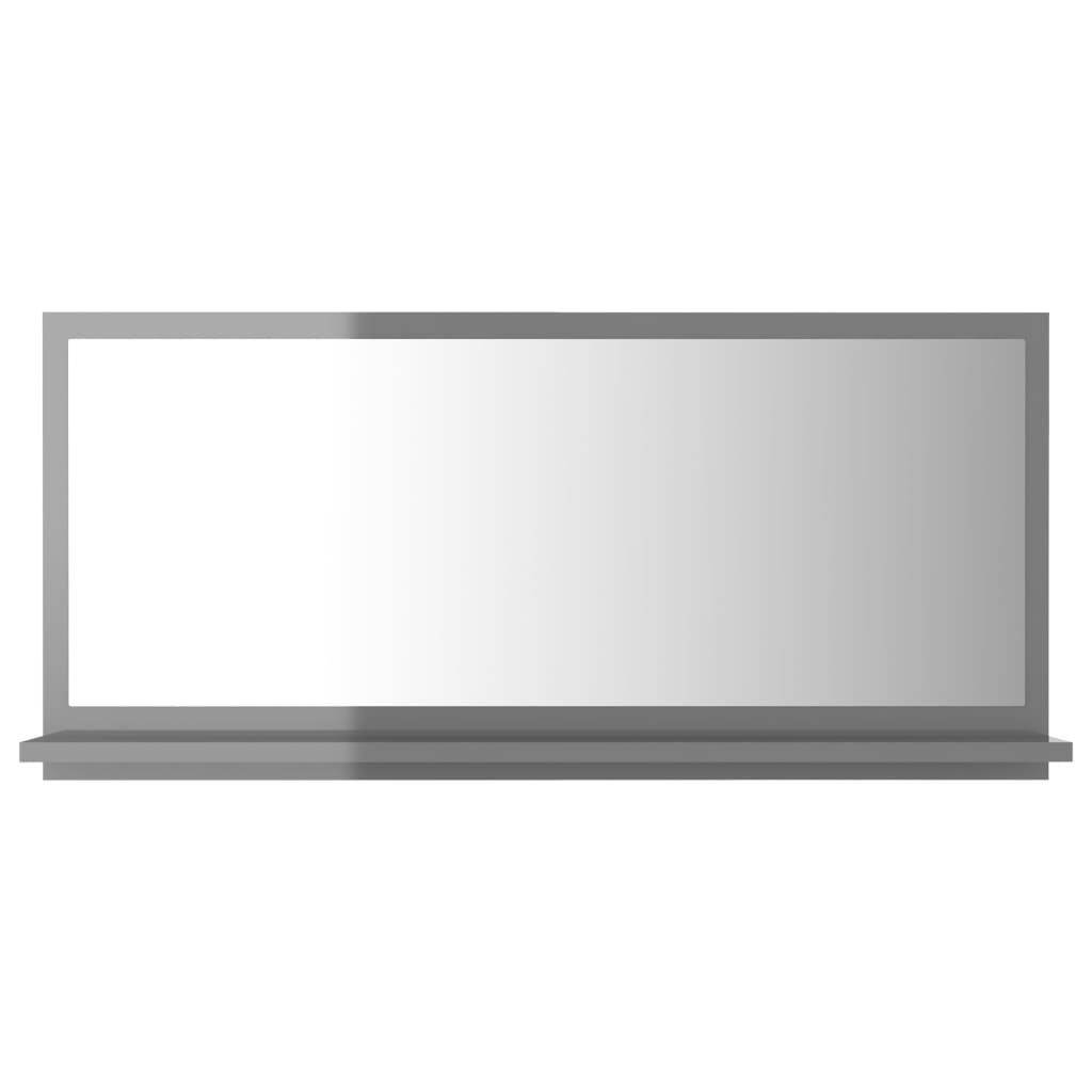 Badspiegel Hochglanz-Grau 80×10,5×37 cm Spanplatte