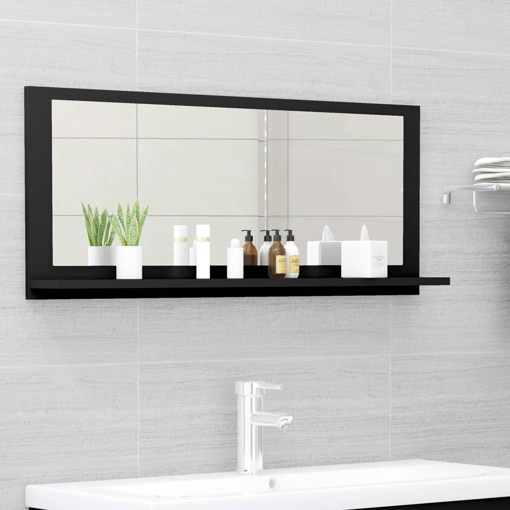 Poza vidaXL Oglinda de baie, negru, 90 x 10,5 x 37 cm, PAL