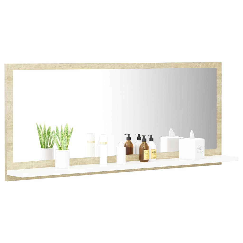 

vidaXL Badkamerspiegel 90x10,5x37 cm spaanplaat wit sonoma eikenkleur