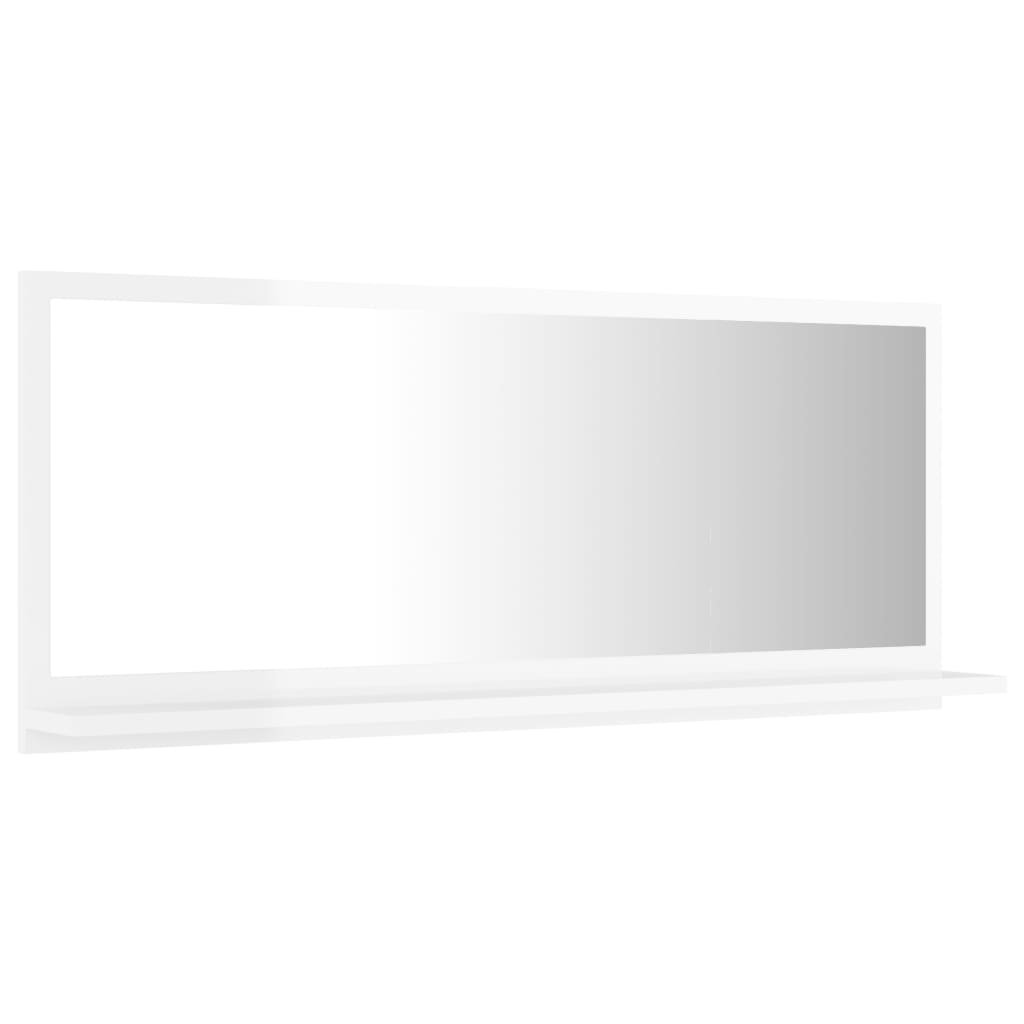 Badspiegel Hochglanz-Weiß 90×10,5×37 cm Spanplatte