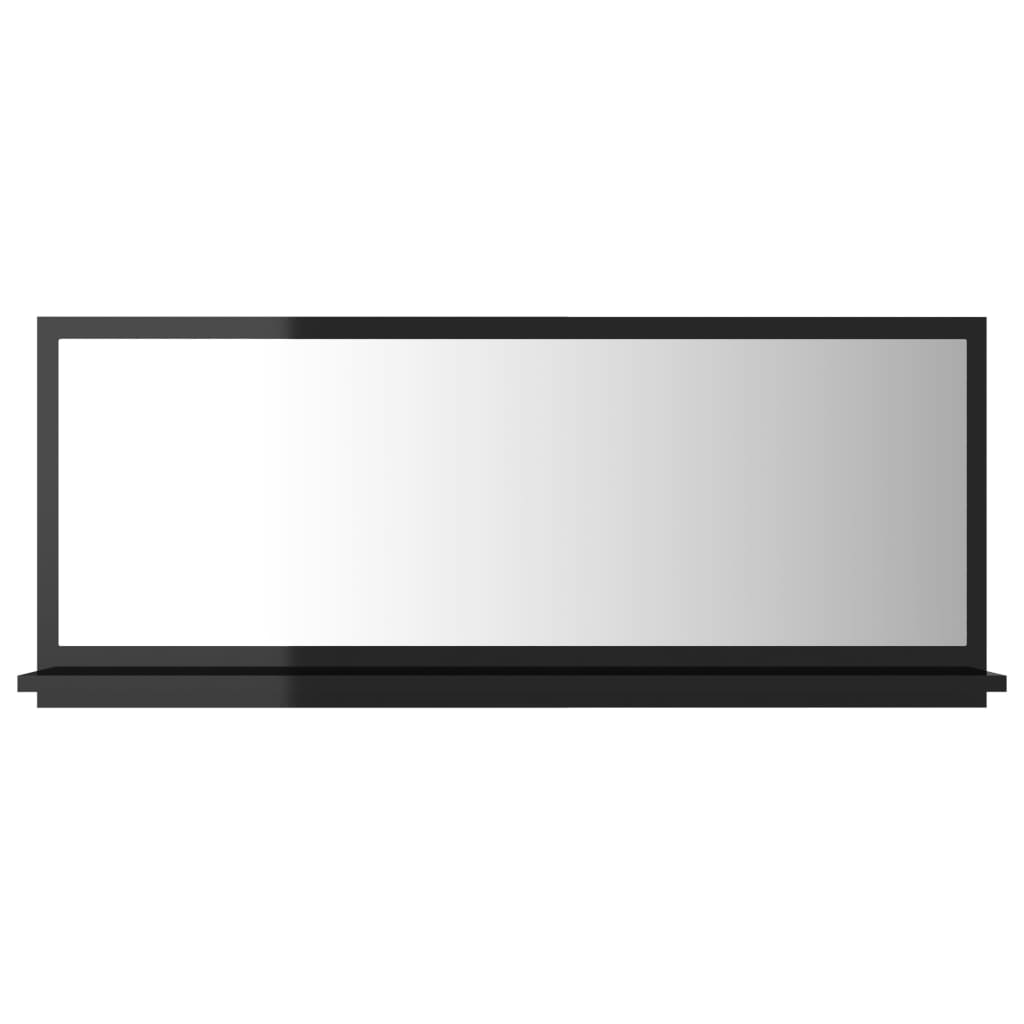 Badspiegel Hochglanz-Schwarz 90×10,5×37 cm Spanplatte
