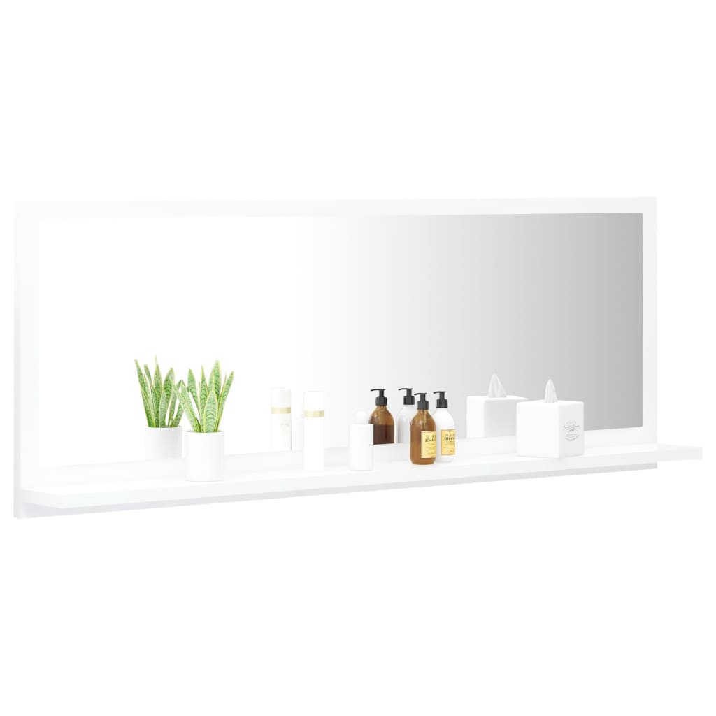vidaXL Bathroom Mirror White 39.4"x4.1"x14.6" Chipboard