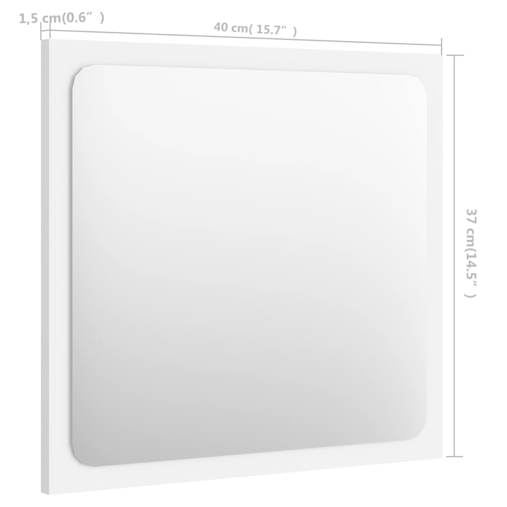 vidaXL Bathroom Mirror White 15.7"x0.6"x14.6" Chipboard