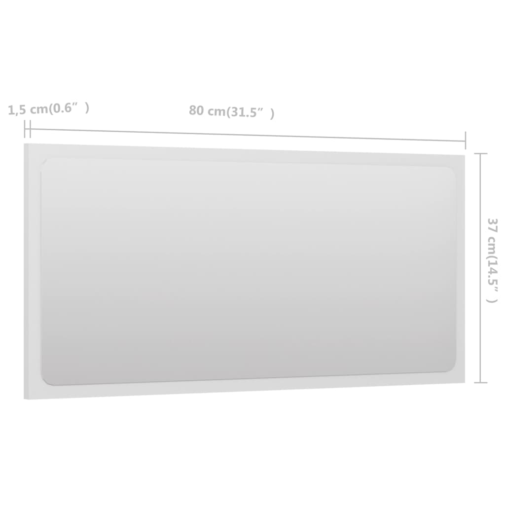 vidaXL Bathroom Mirror White 31.5"x0.6"x14.6" Chipboard