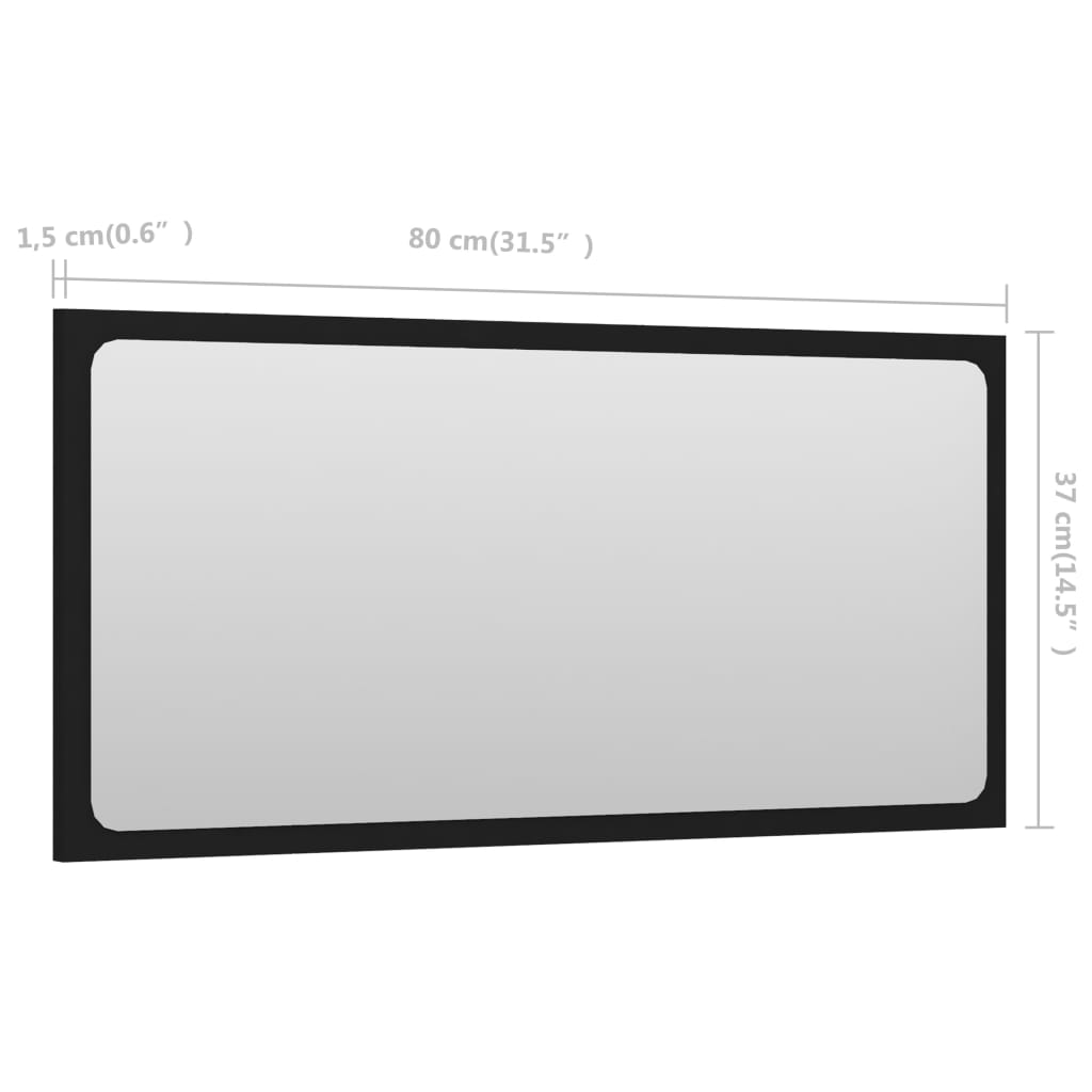 vidaXL Bathroom Mirror Black 31.5"x0.6"x14.6" Chipboard