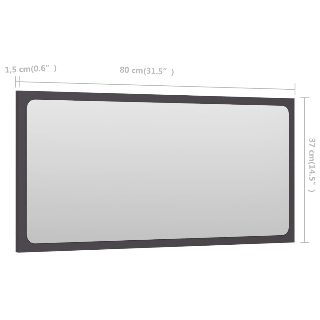 vidaXL Bathroom Mirror Gray 31.5"x0.6"x14.6" Chipboard