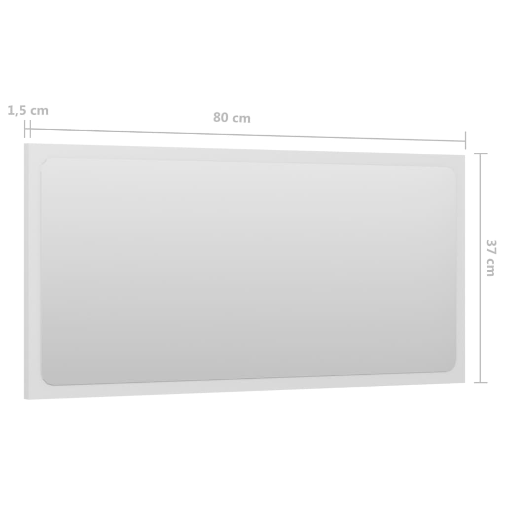 Magasfényű fehér forgácslap fürdőszobai tükör 80 x 1,5 x 37 cm 