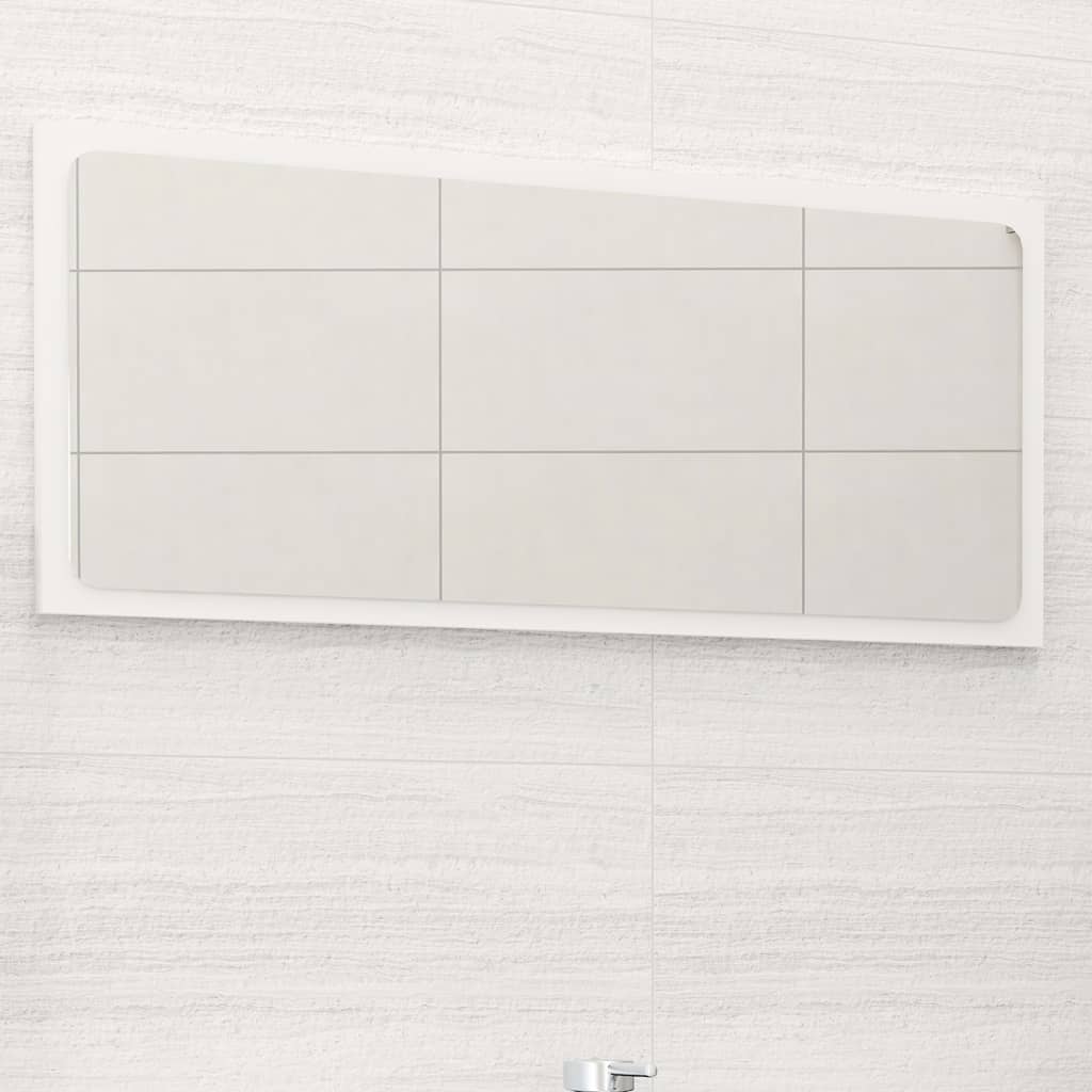 vidaXL Oglindă de baie, alb extralucios, 80×1,5×37 cm, PAL 80x15x37