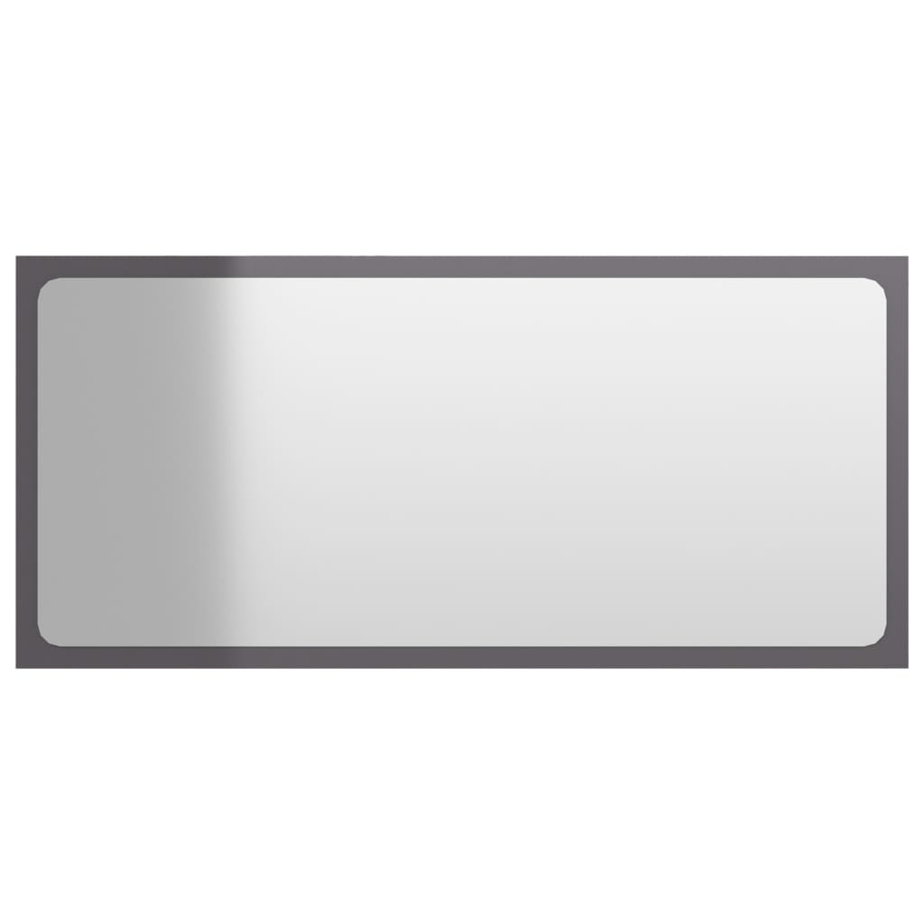 Oglindă de baie, gri extralucios, 80×1,5×37 cm, PAL