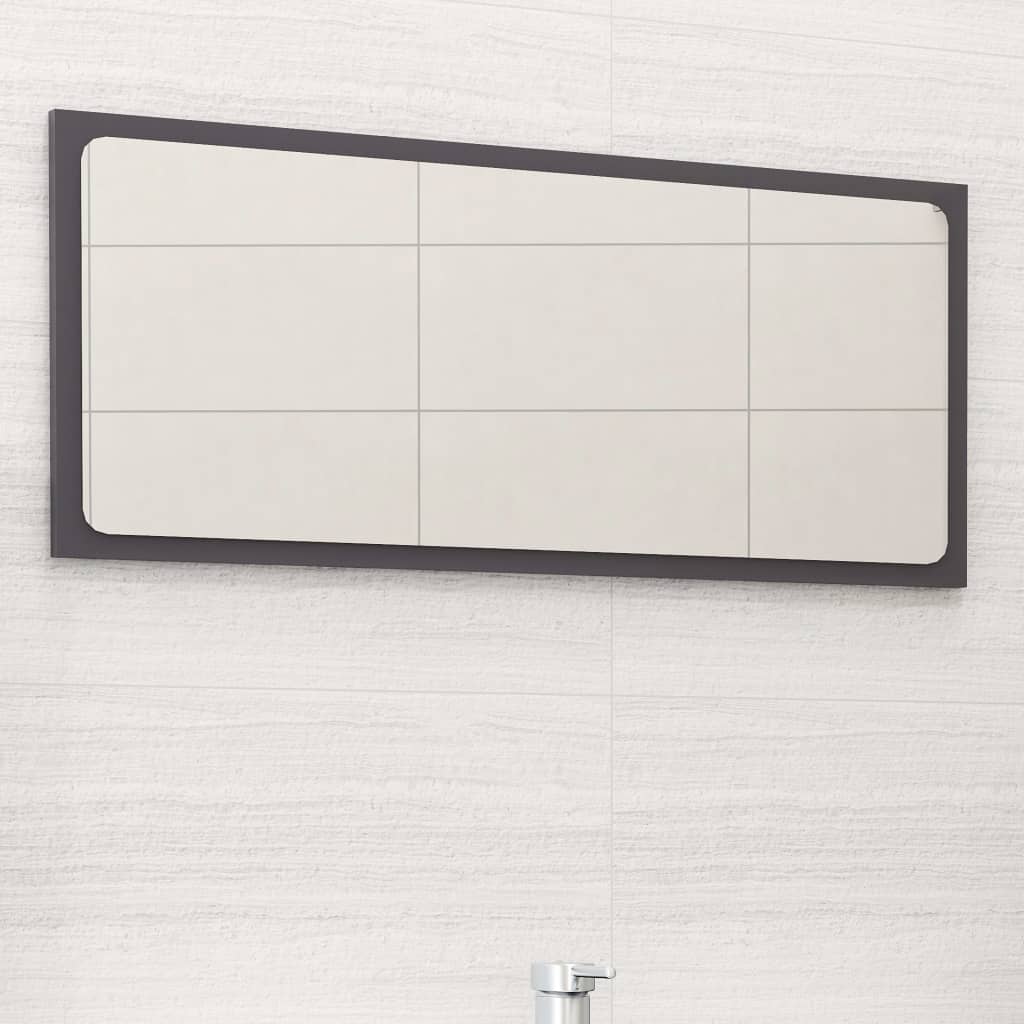 Magasfényű szürke forgácslap fürdőszobatükör 80 x 1,5 x 37 cm 