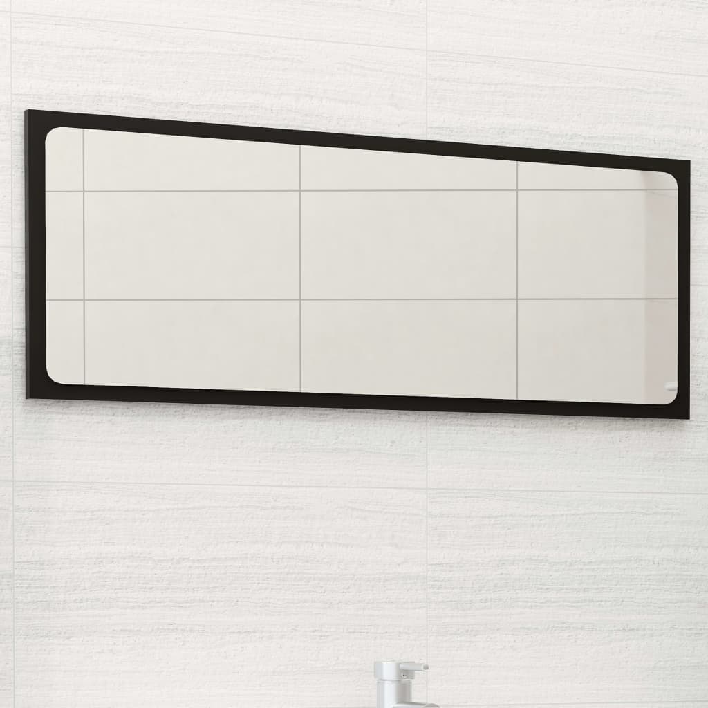 vidaXL badeværelsesspejl 90x1,5x37 cm spånplade sort