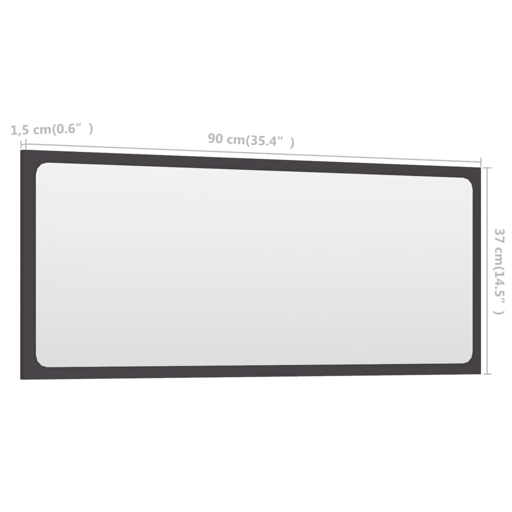 vidaXL Bathroom Mirror Gray 35.4"x0.6"x14.6" Chipboard