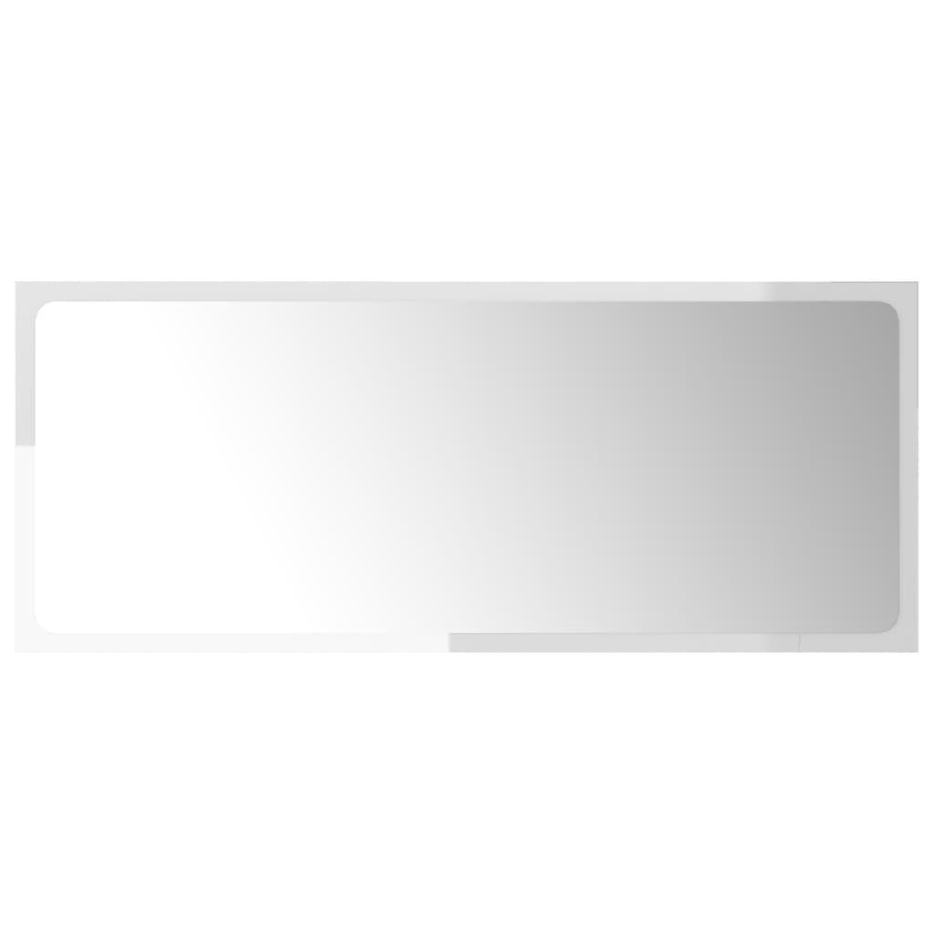 Oglindă de baie, alb extralucios, 90×1,5×37 cm, PAL