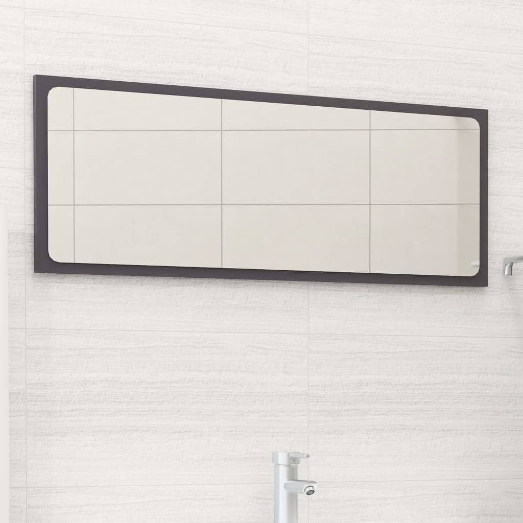 vidaXL badeværelsesspejl 90x1,5x37 cm spånplade grå højglans