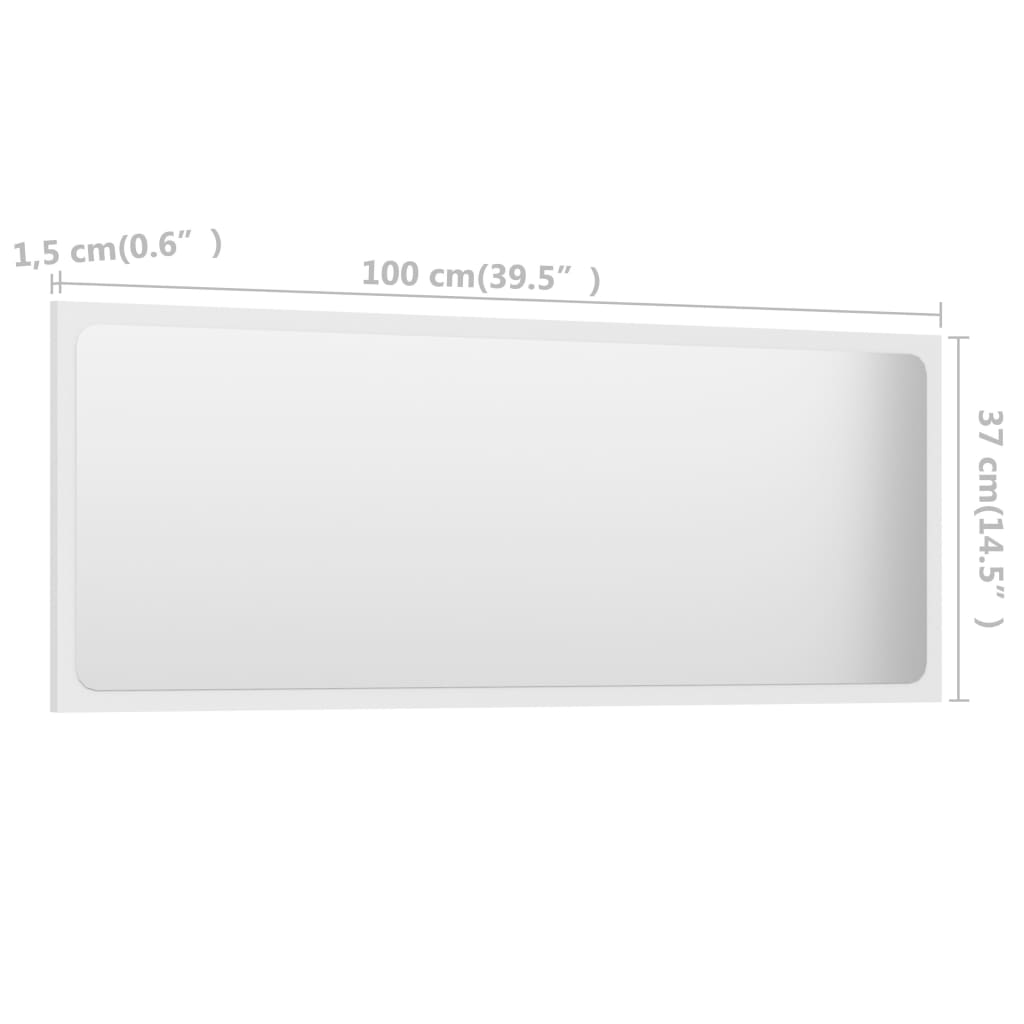 vidaXL Bathroom Mirror White 39.4"x0.6"x14.6" Chipboard