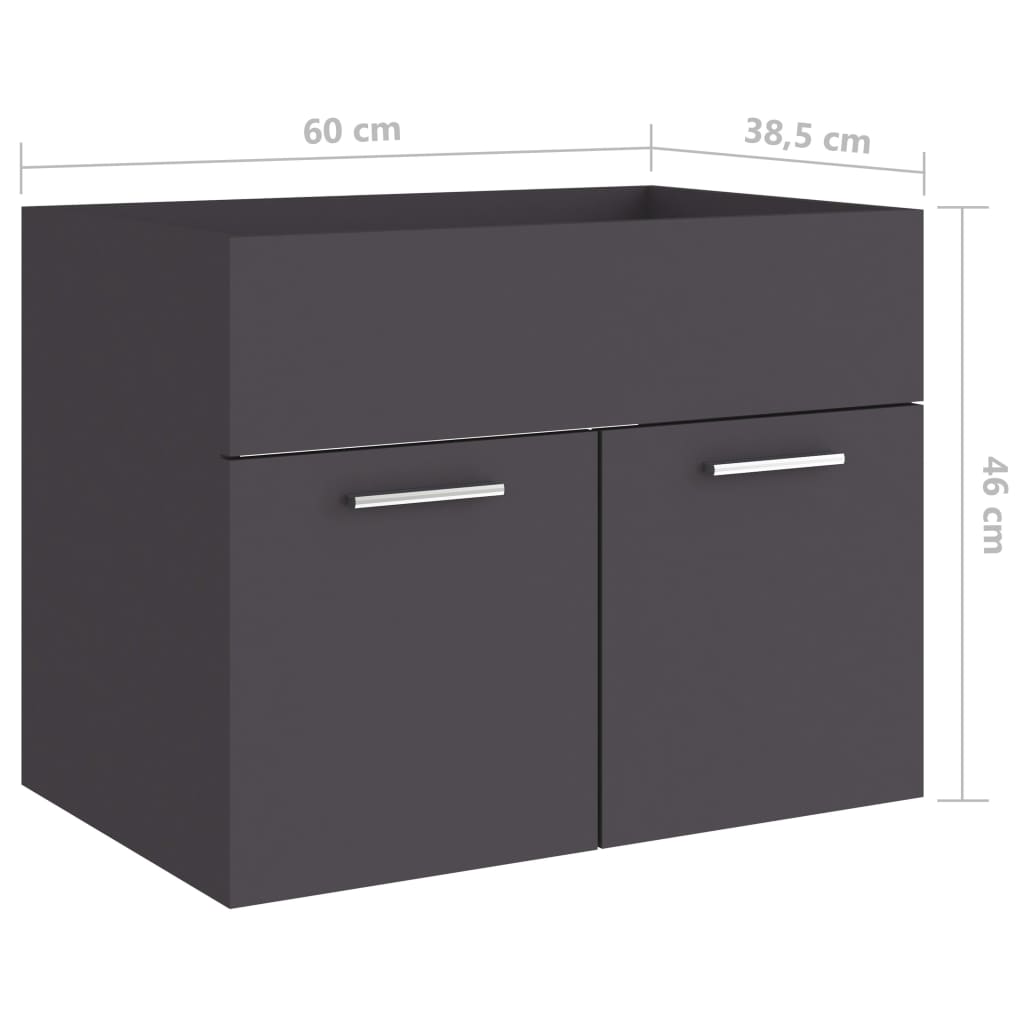 Waschbeckenunterschrank Grau 60×38,5×46 cm Spanplatte
