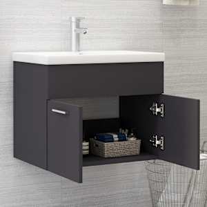 vidaXL Omarica za umivalnik siva 60x38,5x46 cm inženirski les