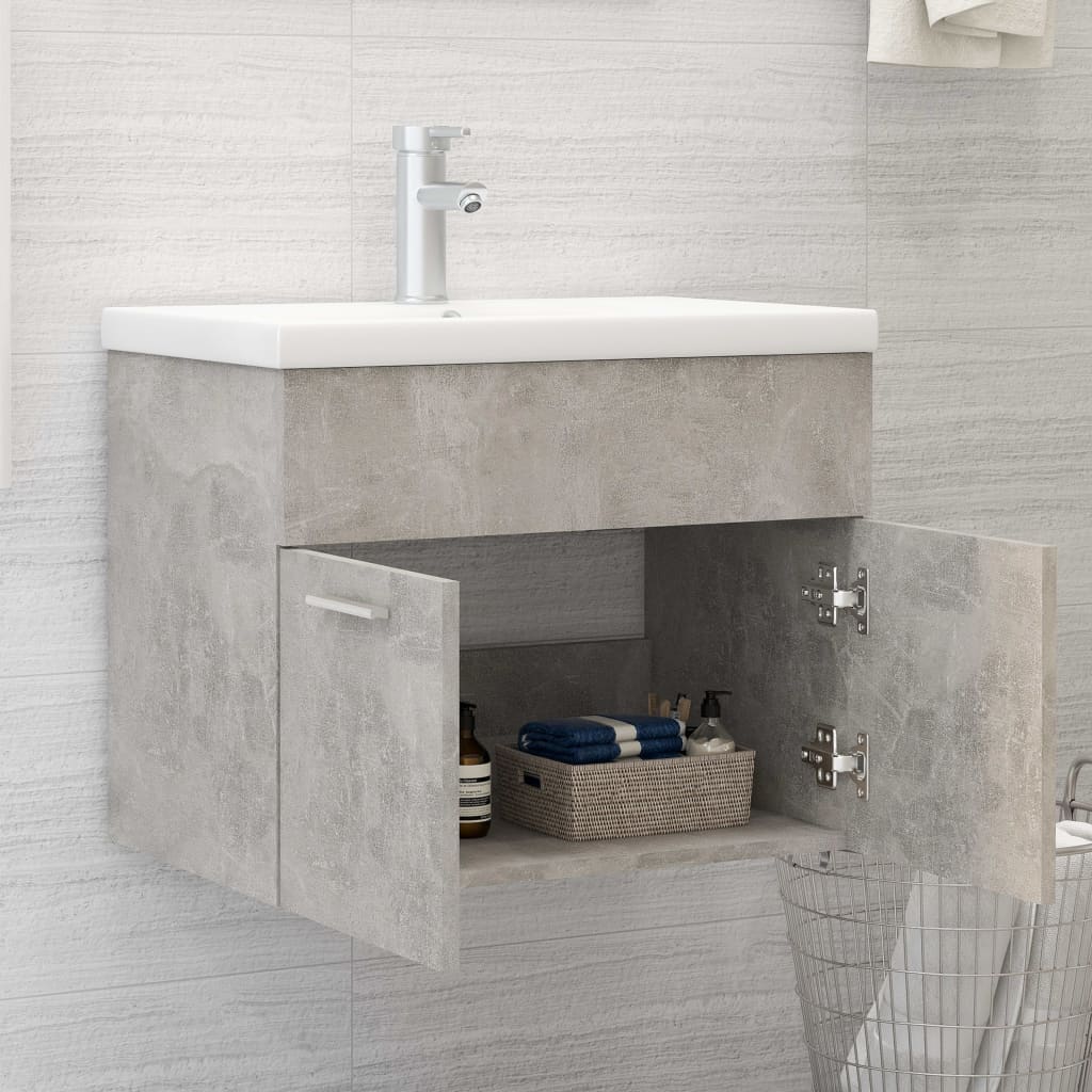 

vidaXL Wastafelkast 60x38,5x46 cm spaanplaat betongrijs