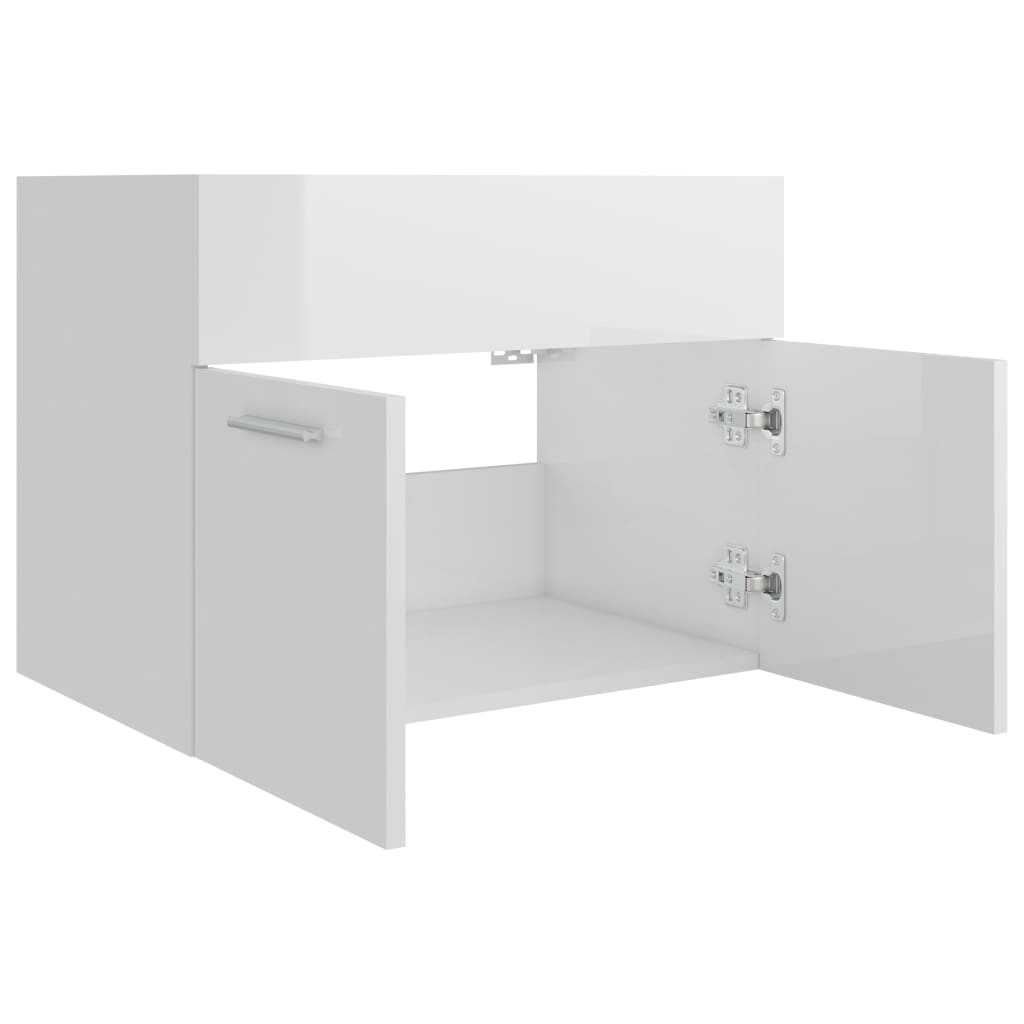 Waschbeckenunterschrank Hochglanz-Weiß 60×38,5×46 cm Spanplatte