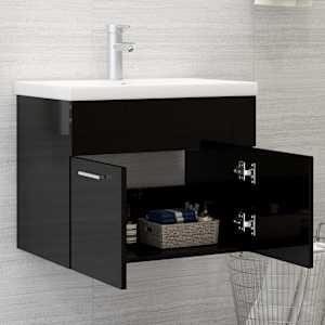 vidaXL magasf&eacute;nyű fekete szerelt fa mosd&oacute;szekr&eacute;ny 60 x 38,5 x 46 cm