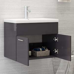 vidaXL Spintelė praustuvui, pilka, 60x38,5x46cm, apdirbta mediena