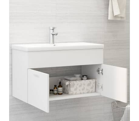 vidaXL Sink Cabinet White 31.5"x15.2"x18.1" Engineered Wood