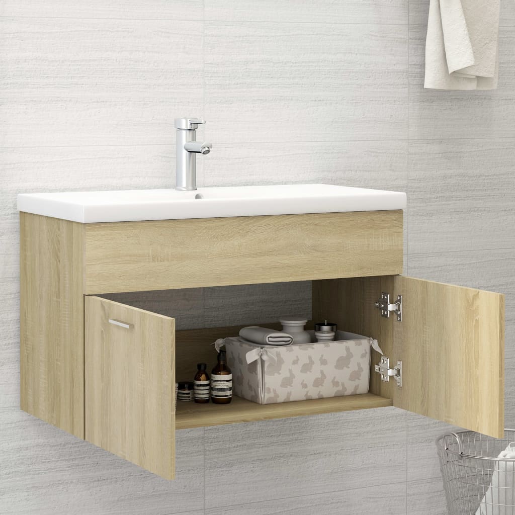 

vidaXL Wastafelkast 80x38,5x46 cm spaanplaat sonoma eikenkleurig