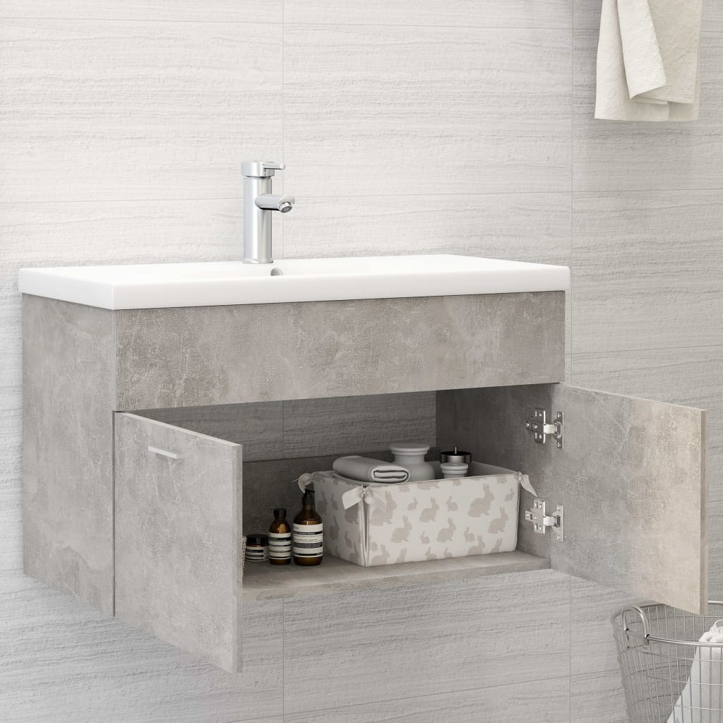 vidaXL Sink Cabinet Concrete Grey 80x38.5x46 cm Engineered Wood