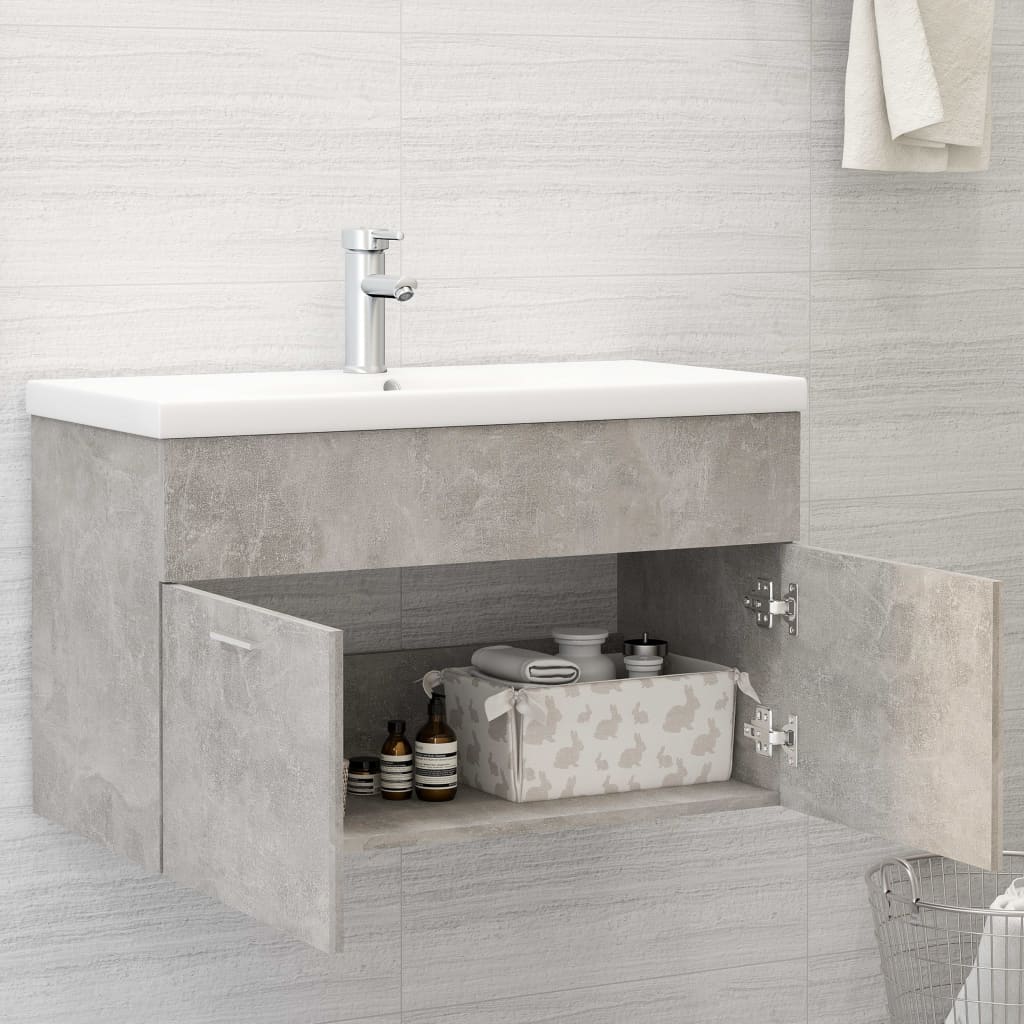 vidaXL Armario para lavabo contrachapada gris hormigón 80x38,5x46 cm