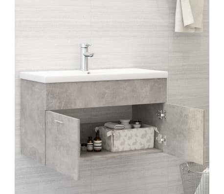 vidaXL Armario para lavabo contrachapada gris hormigón 80x38,5x46 cm