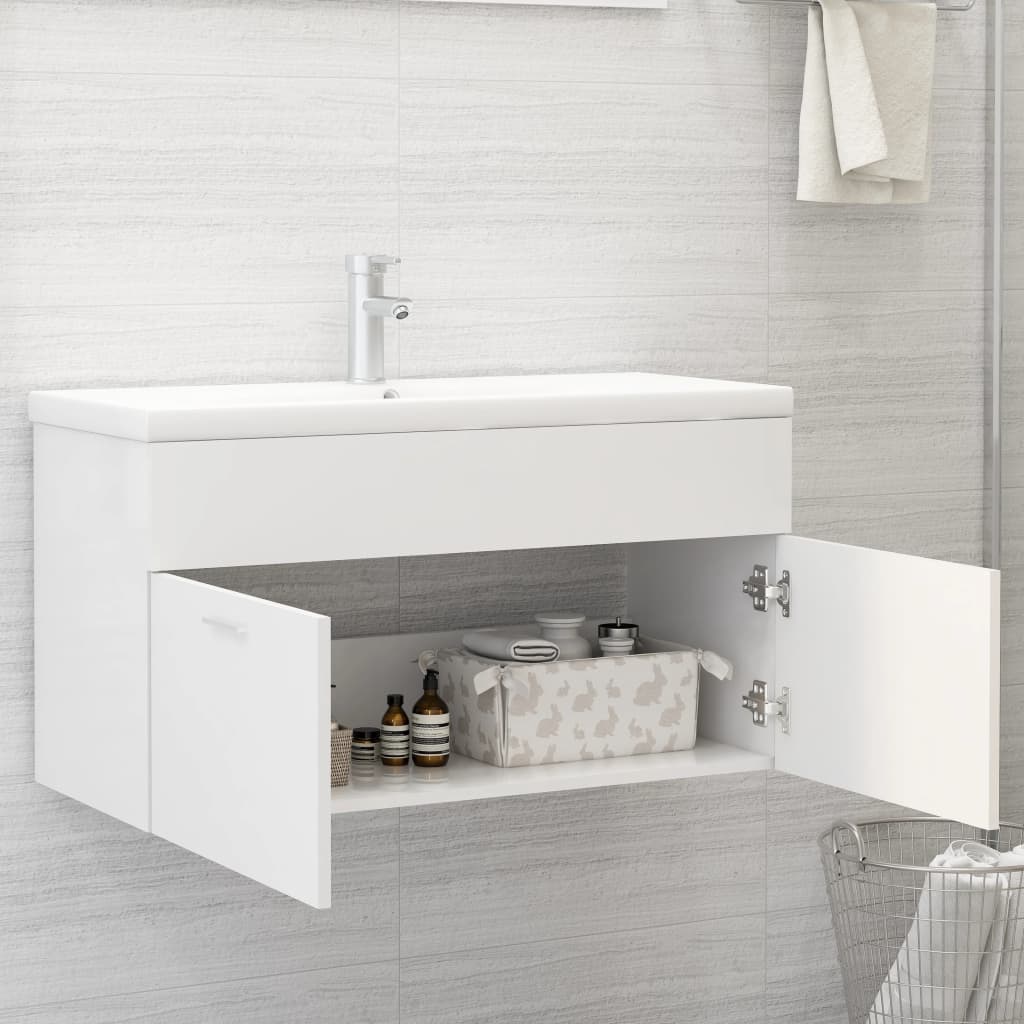 

vidaXL Wastafelkast 90x38,5x46 cm spaanplaat wit