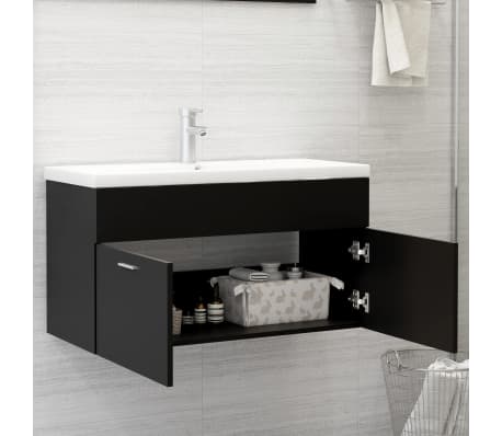 vidaXL Armoire d'&eacute;vier Noir 90x38,5x46 cm Bois d&rsquo;ing&eacute;nierie