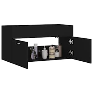 Skříňka pod umyvadlo černá 90x38,5x46 cm kompozitní dřevo - obrázek 4
