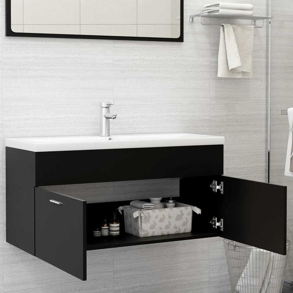 

vidaXL Wastafelkast 100x38,5x46 cm spaanplaat zwart