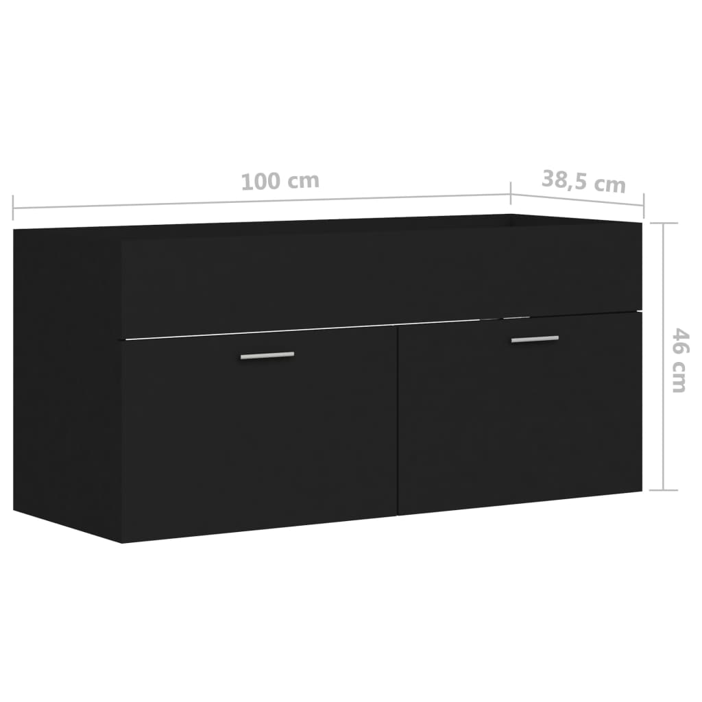 Waschbeckenunterschrank Schwarz 100×38,5×46 cm Spanplatte