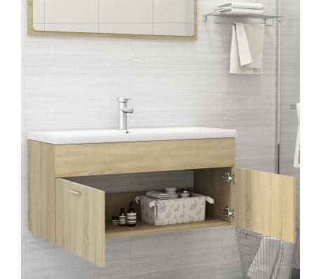 vidaXL Sink Cabinet Sonoma Oak 100x38.5x46 cm Engineered Wood