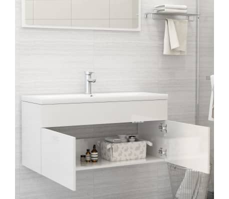 vidaXL Servantskap høyglans hvit 100x38,5x46 cm konstruert tre