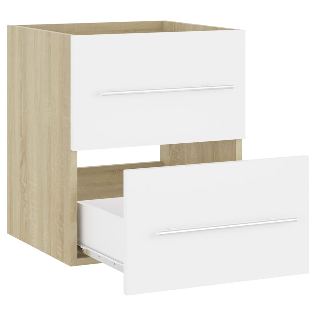 

vidaXL Wastafelkast 41x38,5x48 cm spaanplaat wit en sonoma eikenkleur