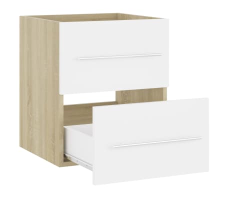 vidaXL Spintelė praustuvui, balta ir ąžuolo, 41x38,5x48cm, mediena