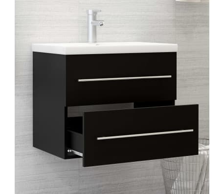 vidaXL Waschbeckenunterschrank Schwarz 60x38,5x48 cm Holzwerkstoff