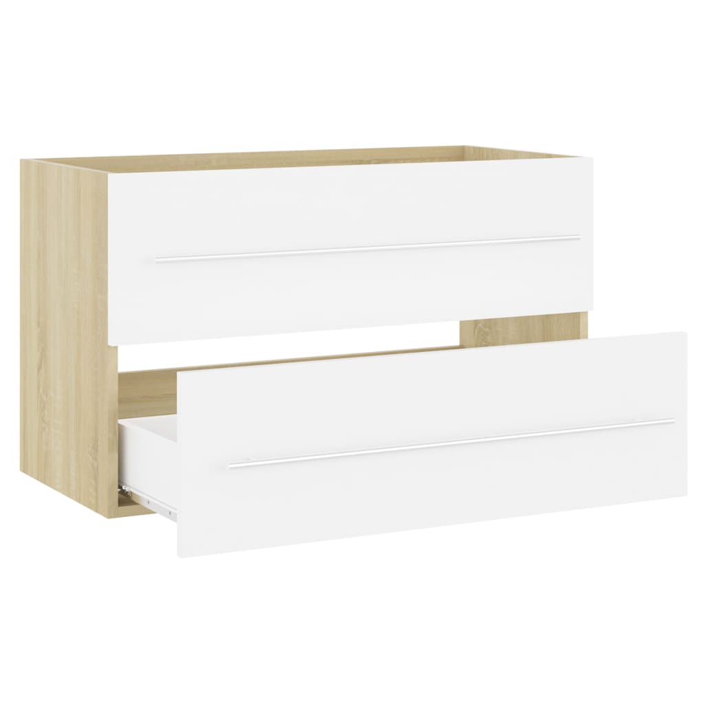 

vidaXL Wastafelkast 80x38,5x48 cm spaanplaat wit en sonoma eikenkleur