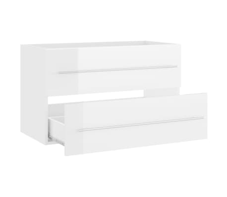 vidaXL Ντουλάπι Νιπτήρα Γυαλιστερό Λευκό 80x38,5x48 εκ. από Επεξ. Ξύλο